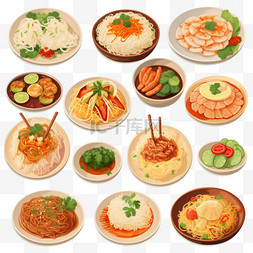 芒果糯米图片_插图图标集泰国菜，包括泰餐，木