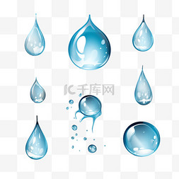 水面雨水图片_矢量逼真地设置了不同形状的液滴