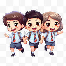泰国人图片_可爱的卡通快乐的孩子们穿着亚洲
