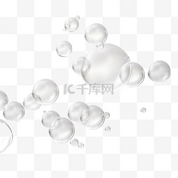 在透明上隔离反射的逼真白色气泡