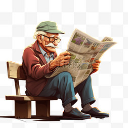 读报报纸男士元素立体免扣图案