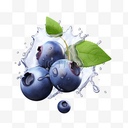 蓝莓水果新鲜元素立体免扣图案