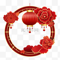 中式圆形春节新年节日装饰边框元