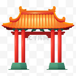 古派徽派建筑图片_中国风中式门楼建筑插画元素