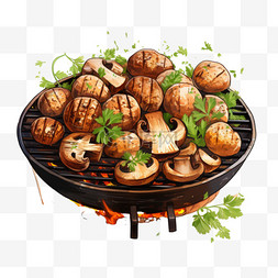 香菇独特口感烧烤小吃菜品图美食