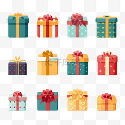 贺卡祝福图片_平面设计的五颜六色的圣诞礼盒系