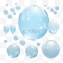 蓝色背景泡泡图片_蓝色背景中的透明气泡设计元素矢