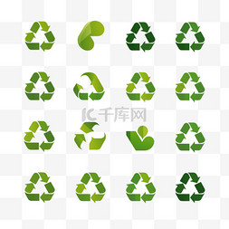 环保回收背景图片_回收废品符号绿色箭头徽标设置Web