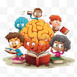 学习的书籍图片_有创意的卡通大脑人物集锦学习和