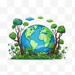 世界环境日手绘图片_手绘世界环境日拯救地球插图