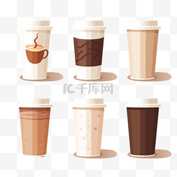 咖啡杯系列独立于棕色背景