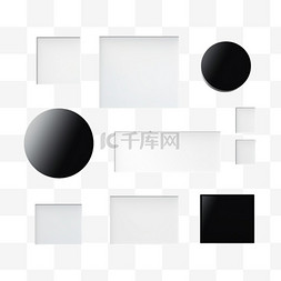 白色方格图片_几何阴影。透明的圆形，逼真的形
