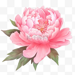 手绘渐变粉色背景图片_手绘元素盛开的牡丹花粉红色