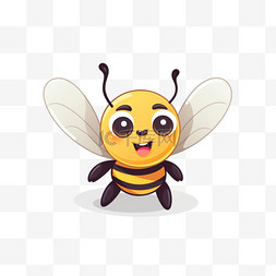 卡通动物形象设计图片_可爱的蜜蜂飞卡通向量图标插图。