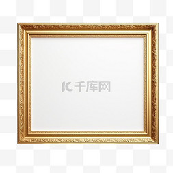 白色高雅背景图片_墙上简单的金色镜框