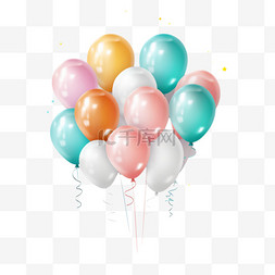 古风背景纯色纹理图片_带有柔和色彩的逼真气球的庆祝背