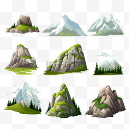 户外露营图标图片_山脉岩石或高山丘陵自然平坦孤立