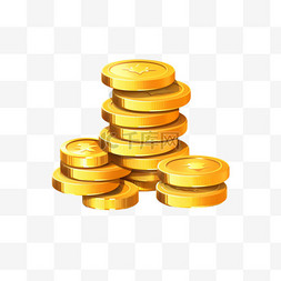 金币和银币图片_堆叠的钱和金币3D卡通风格的图标