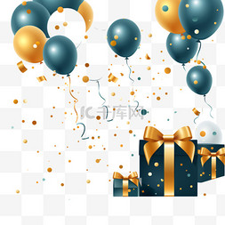 生日气球背景图片_生日快乐祝贺横幅设计，五彩纸屑