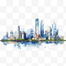 中国建筑剪影图片_广东天际线。广东省最突出的建筑