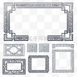 中国的一套边框、边框、图案、结