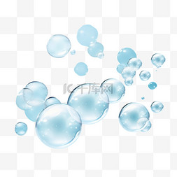 圆形水滴蓝色的图片_蓝色背景中清晰的气泡设计元素向