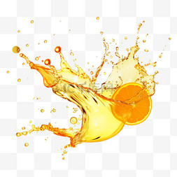 装橙汁的杯子图片_油、橙汁或柠檬汁飞溅，黄色液体