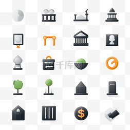金融系列图标图片_货币和银行图标集。FILLIO黑色图标
