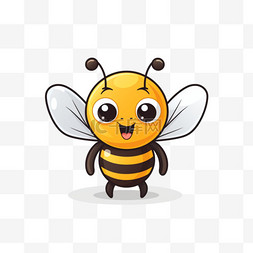 卡通动物小图标图片_可爱的蜜蜂飞卡通向量图标插图。