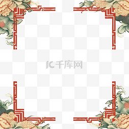 春节边框装饰框架文字框花边扁平