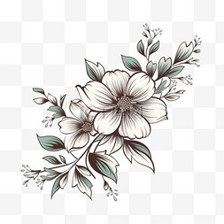 手绘花卉装饰元素