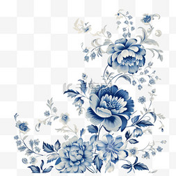 美学设计图片_装饰框背景，蓝色复古花卉设计向