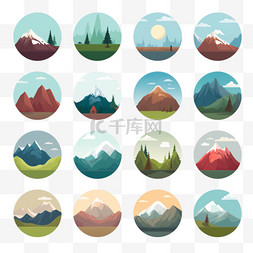 岩山卡通图片_山石平面图标系列