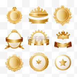 金色优质奖牌图片_奢华的金色徽章和标签