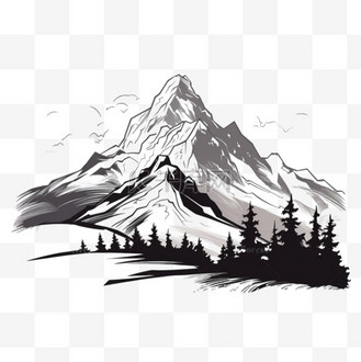 手绘山体轮廓图