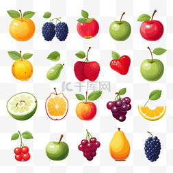 食用小图标图片_水果、浆果五颜六色的图标收藏