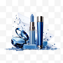 蓝色护肤保湿水图片_化妆品套装广告豪华蓝4