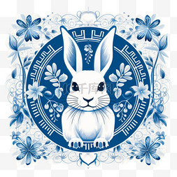可爱兔兔设计图片_兔年和新年邮票插图套装。新年快