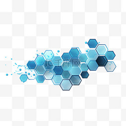 医学科技元素图片_白色背景搭配蓝色科技六边形