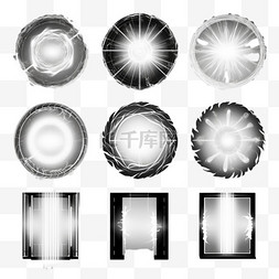 粒子能量图片_一组在透明背景上具有灯光效果的