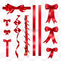 红丝带横幅图片_为平面设计师收集各种形状的红丝