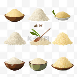 水稻水稻种子图片_大米类型一组孤立的图像，带有成