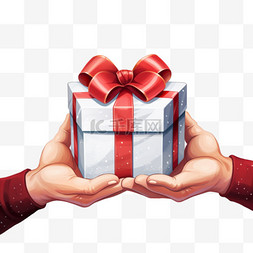 手礼物盒图片_拿着礼物盒的圣诞老人的手