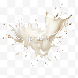 牛奶在透明背景矢量插图上飞溅出