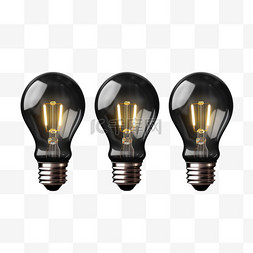 卡贴创意图片_一套三个灯泡代表有效的商业理念