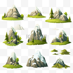 山峰图标图片_山脉岩石或高山丘陵自然平坦孤立