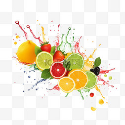 果汁喷雾和水果插图