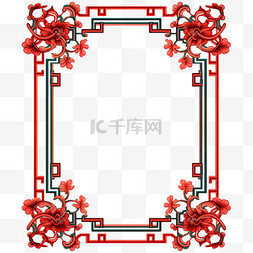 春节边框装饰框架文字框红色花边