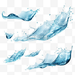 飞溅透明水滴图片_水花飞溅，蓝色的液体波浪带着漩
