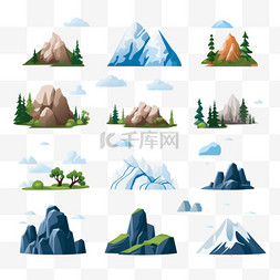 攀岩素材图片_山石平面图标系列